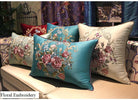 Oriental Floral  Embroidered  Satin Cushion Covers |Peony Garden