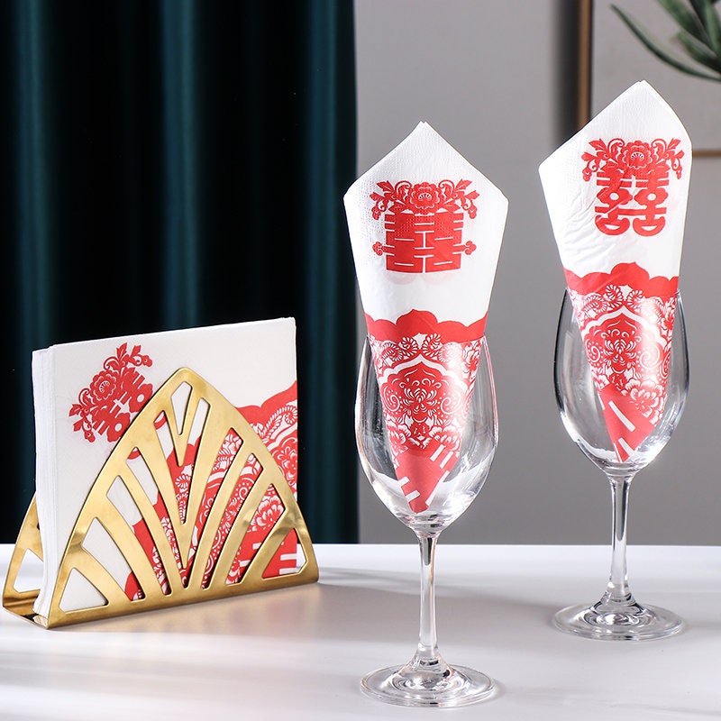 Red Double Happiness Wedding Napkins (20pcs)