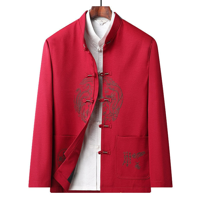 Chinese  Dragon Embroidery Tang Mandarin Jacket Suit