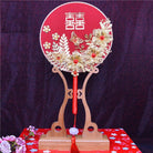 Bridal Double Happiness Red Round Hand Fan