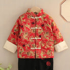 Kids Winter Quilted Tang Jacket With KOI Fish