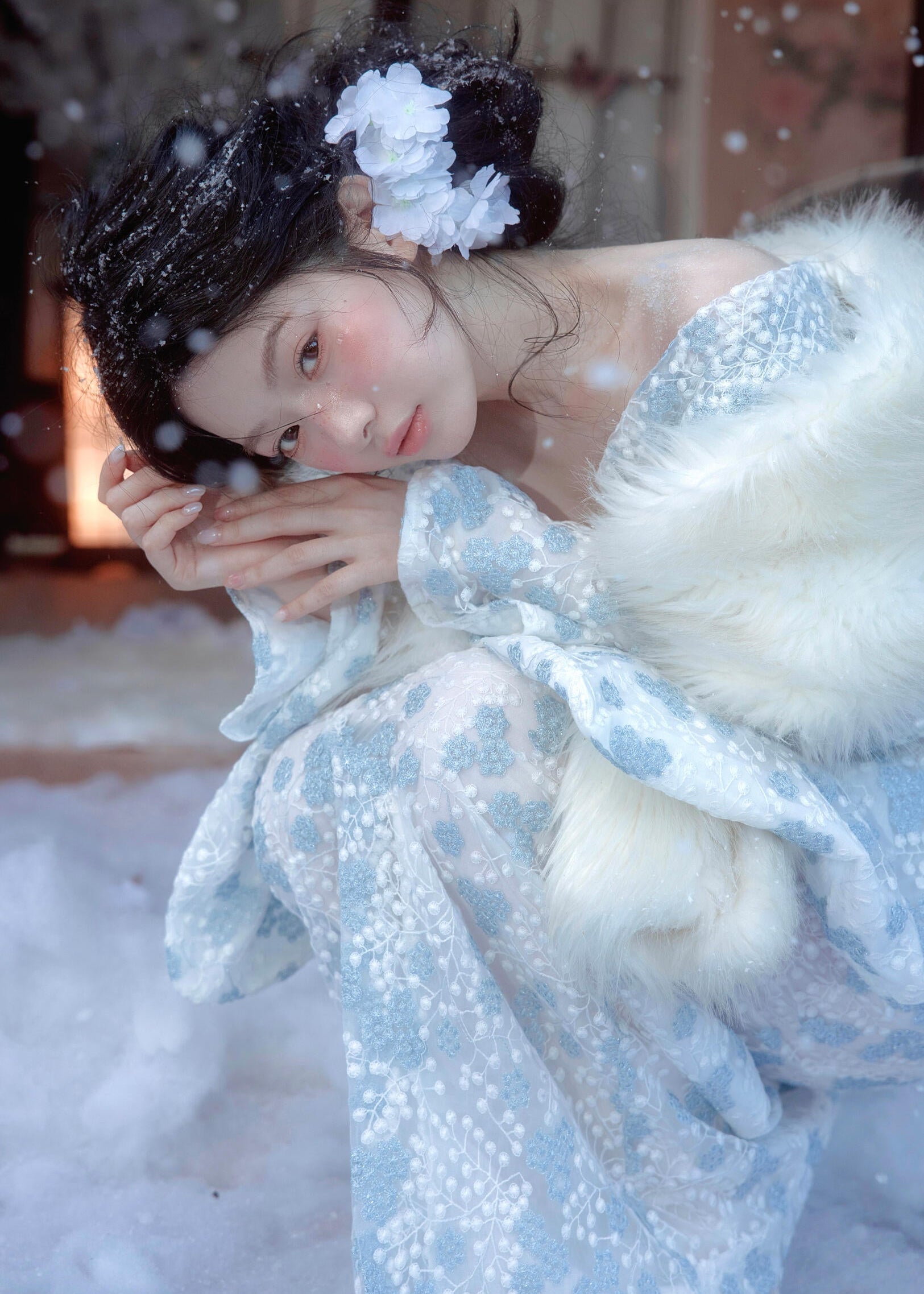 Snow Sakura | 2-piece Modern Kimono Set (雪樱)