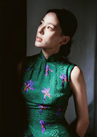 Emerald Irises | High-End Silk Modern Qipao (绿鸢尾)
