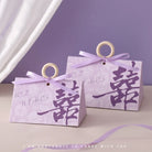 Floral Triangular Shape Double Happiness Favor Boxes (20pcs)