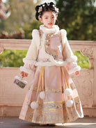 Little girl clothes winter Hanfu Ma Mian skirt set with embroidery