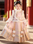 Little girl clothes winter Hanfu Ma Mian skirt set with embroidery