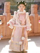 Little girl clothes winter Hanfu Ma Mian skirt set with embroidery
