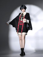 Original vampire-style Lolita outfit with gothic cape, shirt, and shorts for an elegant dark prince look