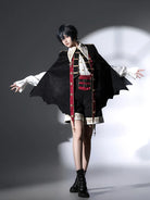 Original vampire-style Lolita outfit with gothic cape, shirt, and shorts for an elegant dark prince look