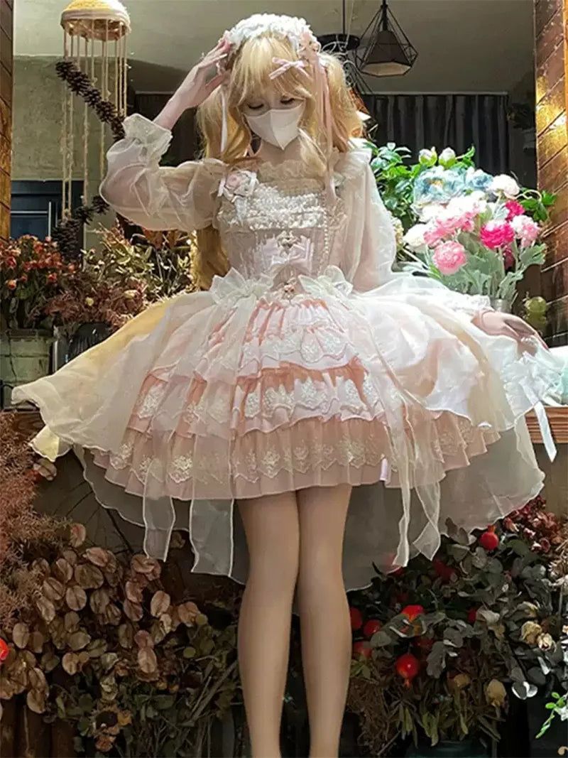 Lolita clothes ballet-inspired tiered cake JSK sweet princess dress with cute and elegant lolita fashion style