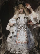 My Lollita Clothing Lost Alice gothic blue lolita dress with vintage lace details and elegant A-line silhouette
