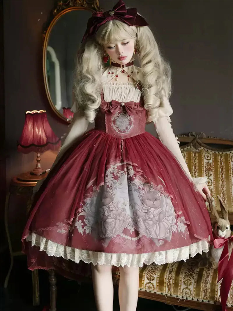 Original lolita dress JSK princess outfit, elegant and cute style perfect for Christmas, New Year, and daily occasions