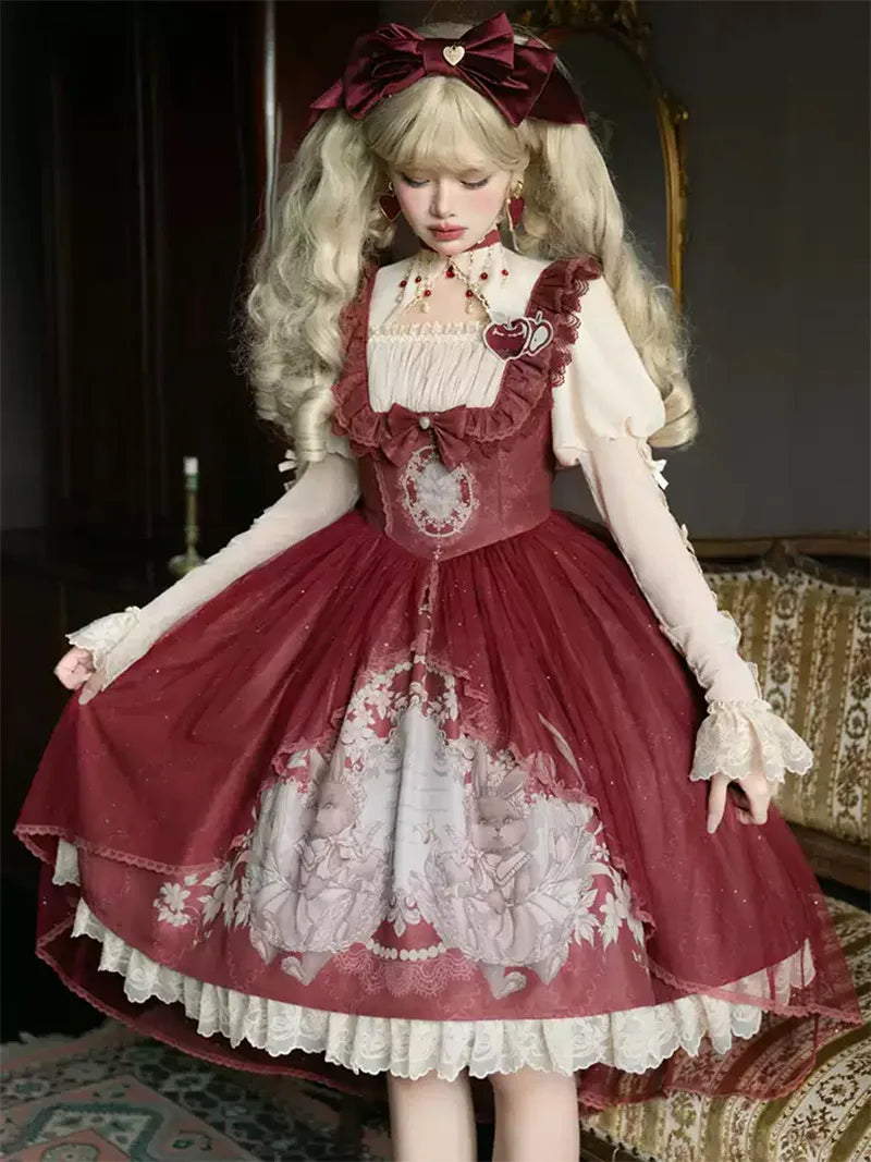 Original lolita dress JSK princess outfit, elegant and cute style perfect for Christmas, New Year, and daily occasions