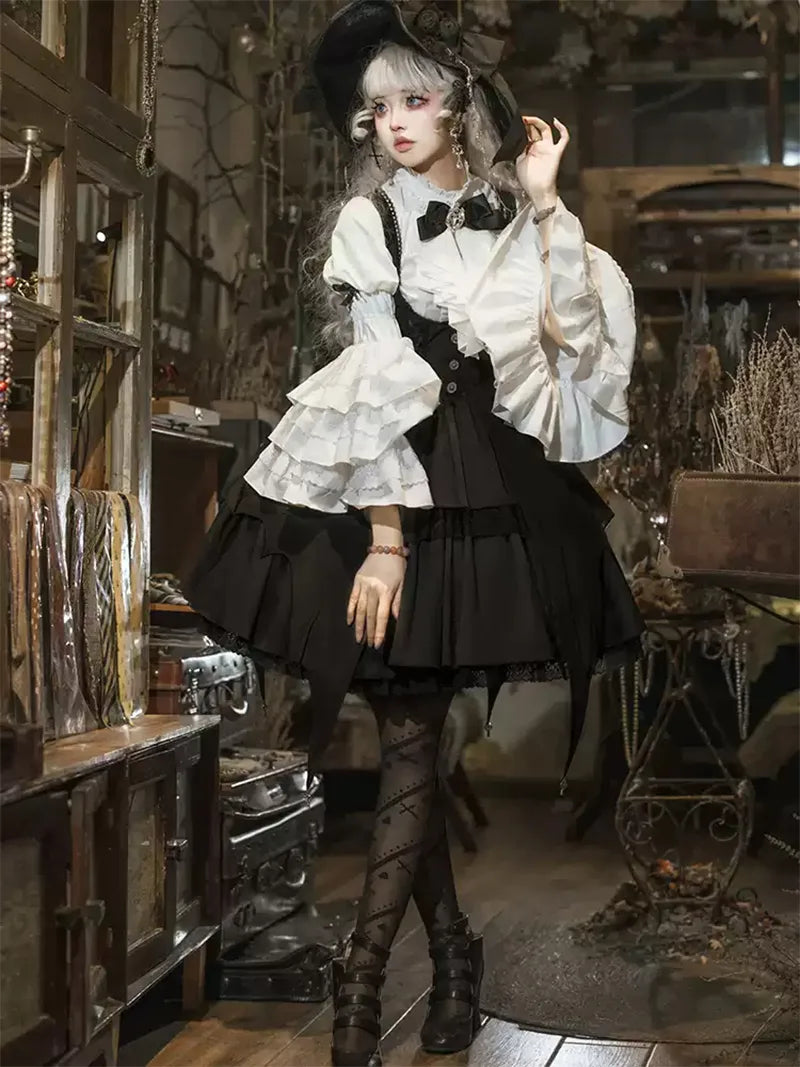 Original gothic Lolita dresses for Halloween cosplay, featuring magical girl design, elegant lace, and autumn daily Lolita fashion style