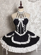 Elegant Gothic Lolita long-sleeve OP dress with castle-night design and dramatic skirt style