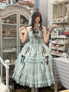 Original Lolita Gothic halter dress with cross accents and layered gothic silhouette