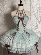 Elegant Gothic Lolita long-sleeve OP dress with castle-night design and dramatic skirt style