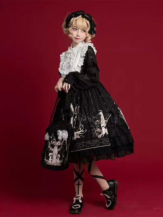 Lolita Outfits | Elegant Long-Sleeve OP Dress for Daily Sweet Style