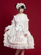 Lolita outfits original elegant long-sleeve OP dress with cute and classic design for daily lolita fashion style