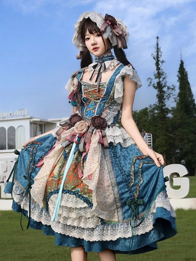 Elegant Lolitafashion gothic Lolita dress with classic castle style, perfect for cosplay, parties, or daily