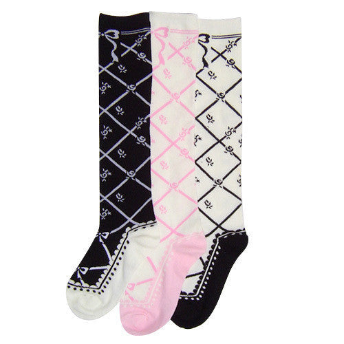 Sweet Cotton Lolita Socks Black White Pink
