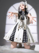 Original Glollita Clothes Real Eye Lolita dress with cape, fake collar, and suspender skirt for daily dark Gothic fashion