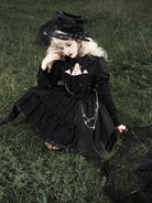 Original gothic punk Lolita clothing, dark long sleeve dress for autumn winter fashion style