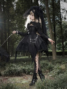 Original gothic punk Lolita clothing, dark long sleeve dress for autumn winter fashion style