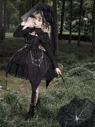 Original gothic punk Lolita clothing, dark long sleeve dress for autumn winter fashion style