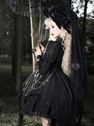 Original gothic punk Lolita clothing, dark long sleeve dress for autumn winter fashion style