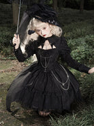 Original gothic punk Lolita clothing, dark long sleeve dress for autumn winter fashion style