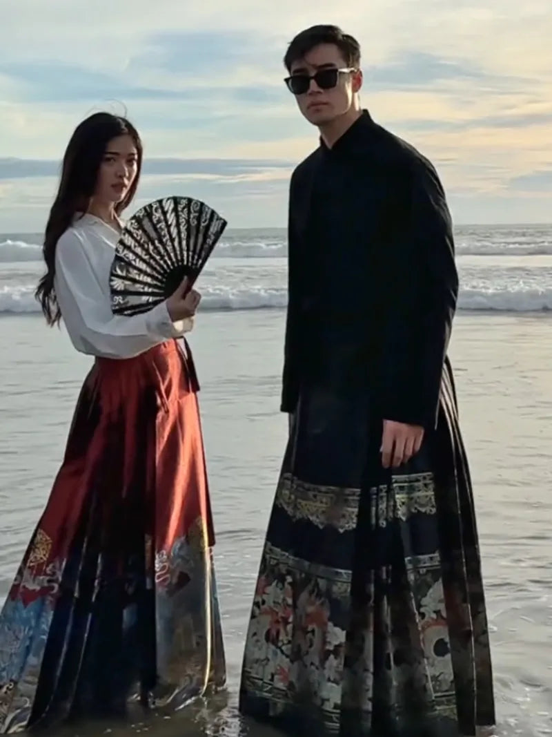 Mamian dress with dragon totem new Chinese style pleated skirt