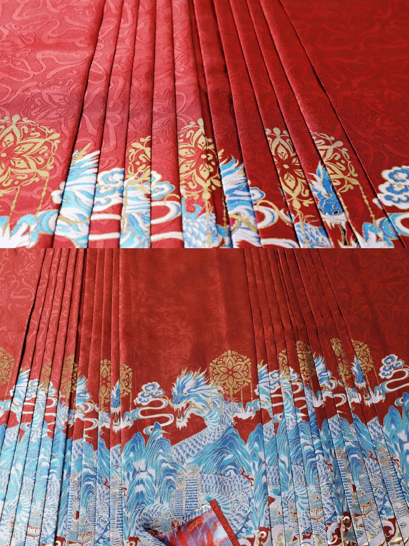 Mamian dress with dragon totem new Chinese style pleated skirt