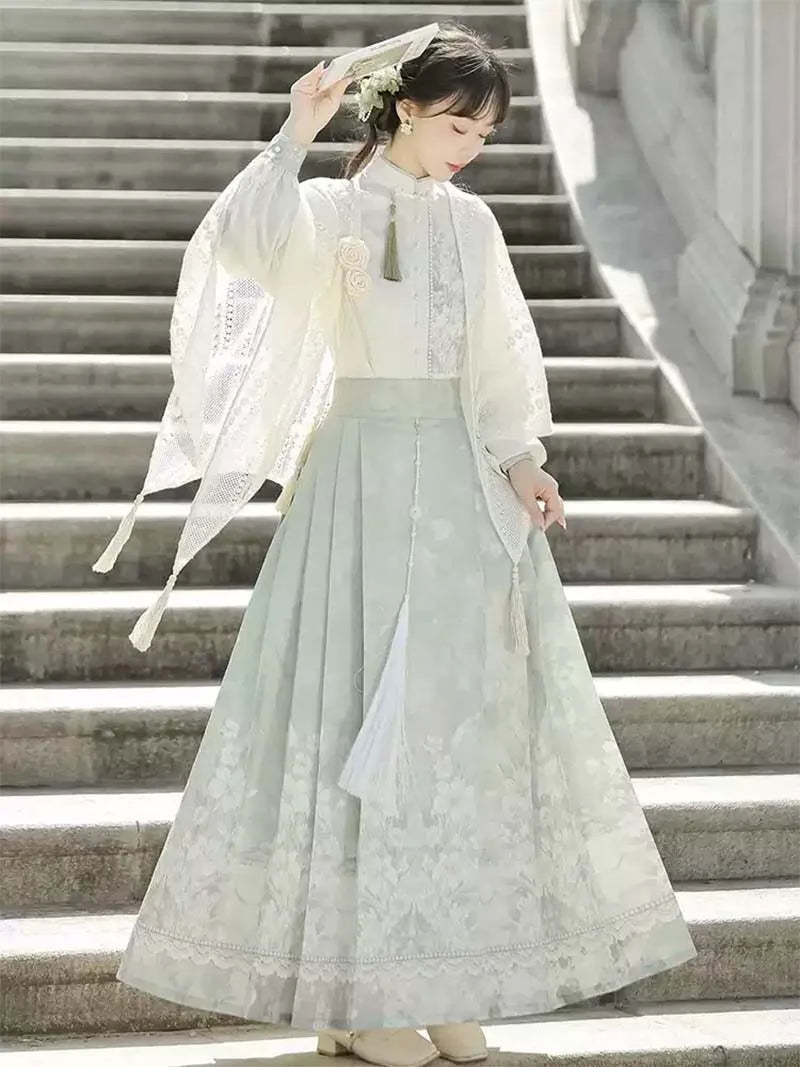 Mamian Skirt modern Chinese Hanfu half skirt daily outfit with New Chinese design