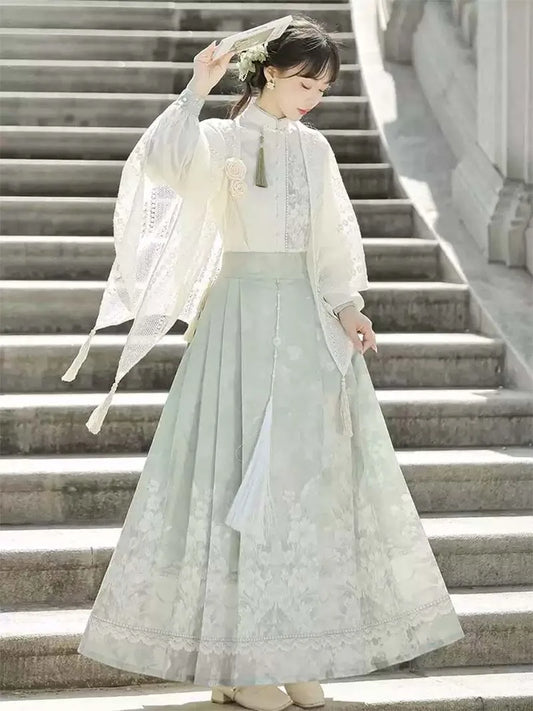 Mamian Skirt modern Chinese Hanfu half skirt daily outfit with New Chinese design