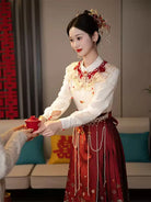 Elegant new Mamian Skirt Chinese wedding dress set for petite brides and autumn ceremonies