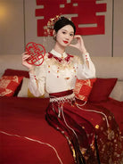 Elegant new Mamian Skirt Chinese wedding dress set for petite brides and autumn ceremonies