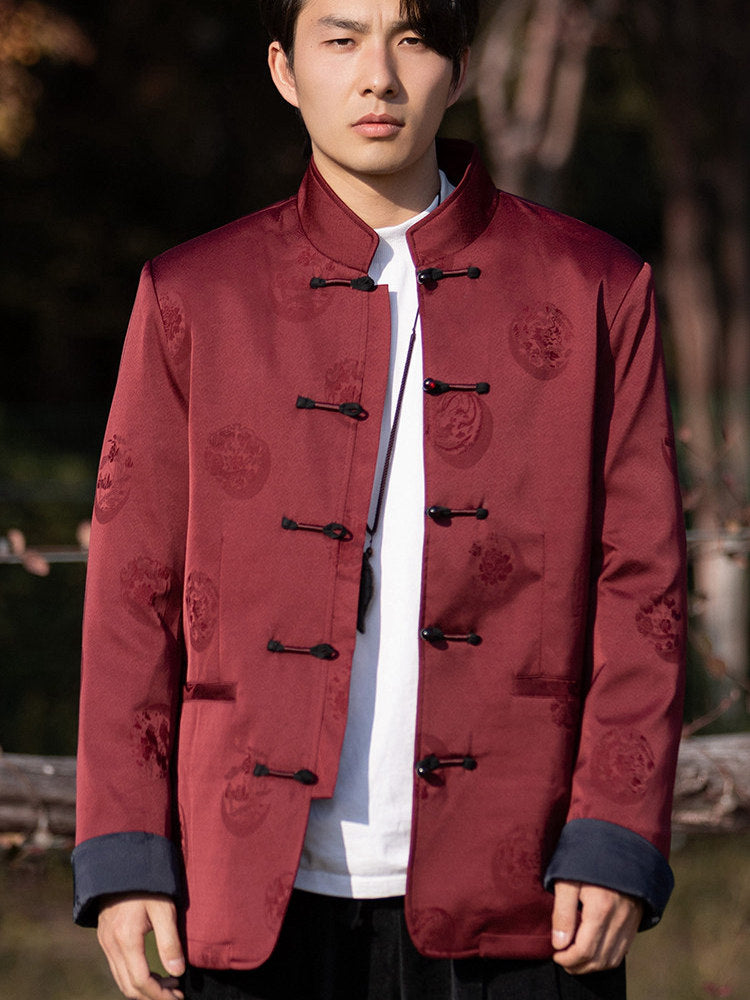 Fleece-Lined Chinese Tang Jacket for Men – Warm Winter Traditional Style