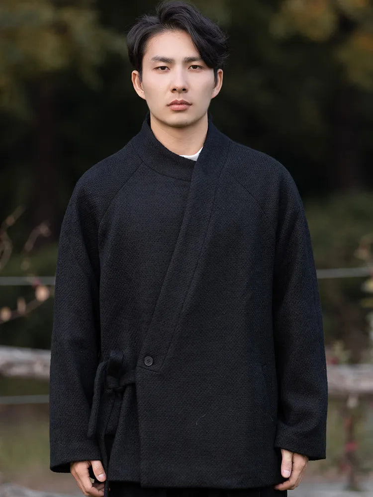 Men’s Wool Jacket – Modern Oriental Stand Collar New Chinese Style