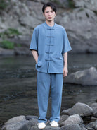 Men’s Chinese Summer Outfit – Short Sleeve Shirt & Pants Set