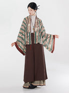 Modern Chinese Outfits Three-Piece Set Pleated Jacket Top & Wide-Leg Pants