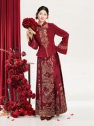 Modern Hanfu Wedding Set for Women – Red New Chinese Engagement & Banquet Outfit