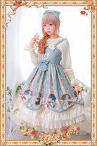 Portrait of a Little Lady - Classic Lolita Floral Printed Jumper Dress