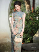 Sleeveless qipao casual mid-length vintage Chinese dress with slim-fit design for young women’s daily summer wear