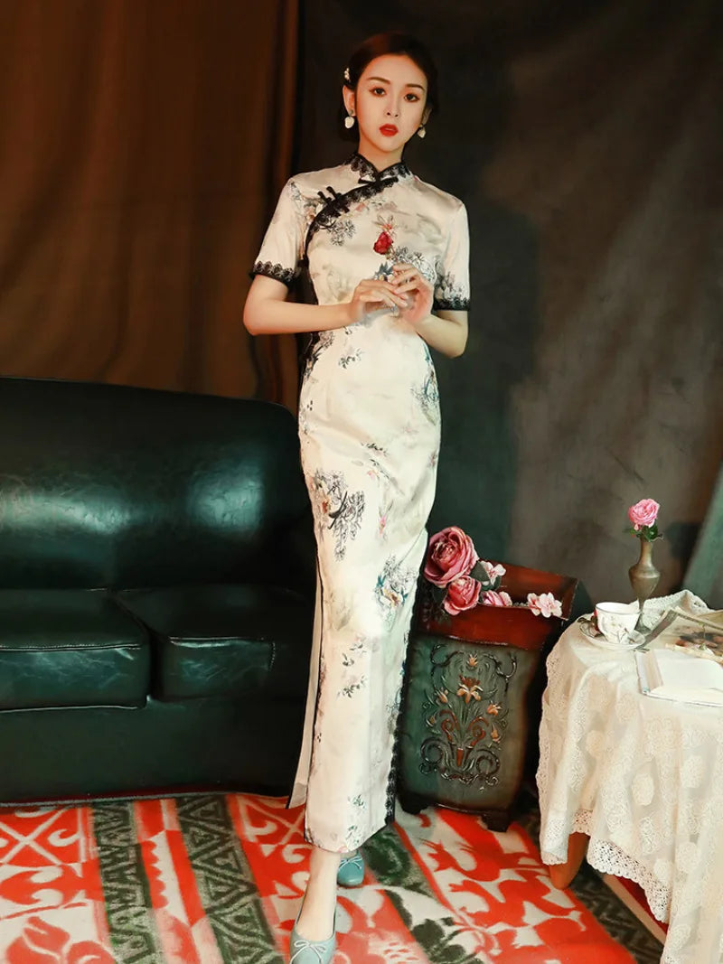 Qipao Style Dress | Vintage Shanghai Cheongsam Summer Dress