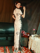 qipao style dress inspired by vintage Shanghai cheongsam with slim fit silhouette