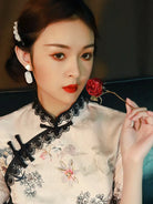 qipao style dress inspired by vintage Shanghai cheongsam with slim fit silhouette