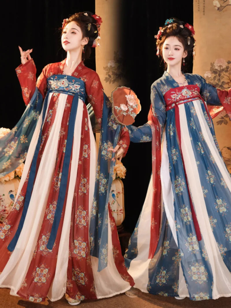 Elegant real Tang Dynasty clothing with flowing ruqun and pastel restoration design