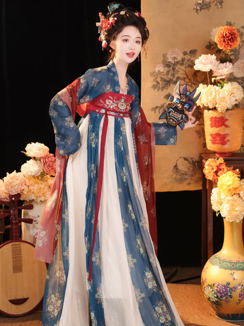 Elegant real Tang Dynasty clothing with flowing ruqun and pastel restoration design