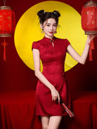Red qipao modern style short red qipao dress for engagement